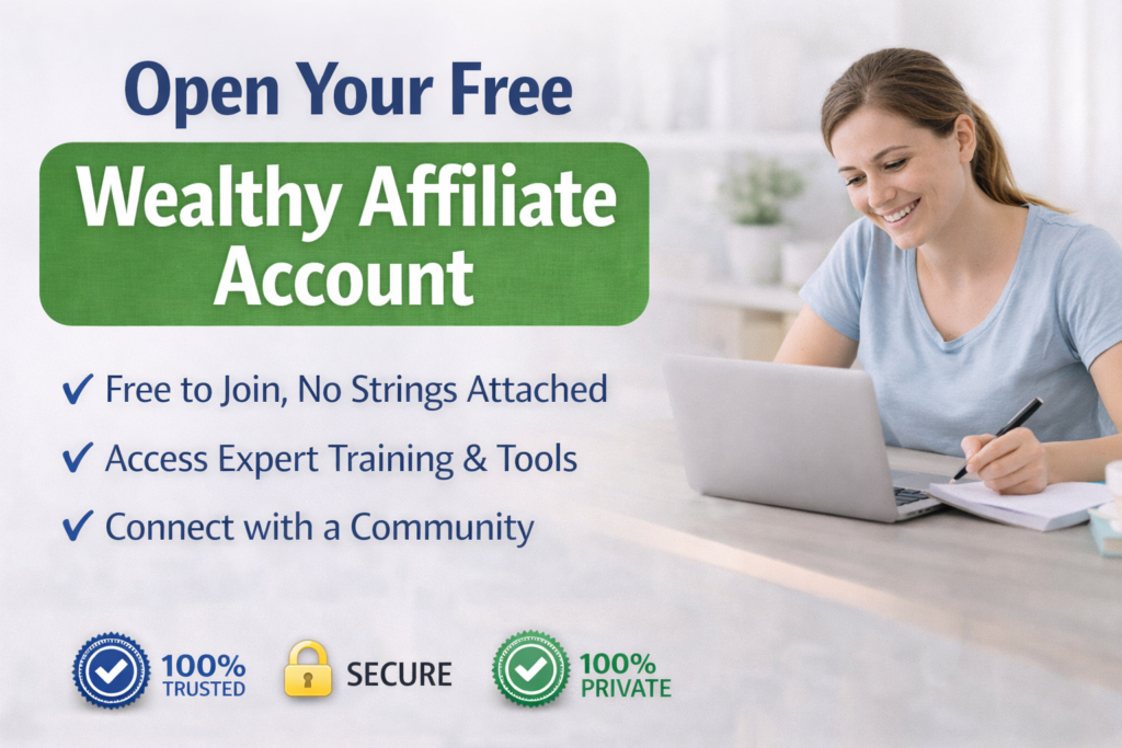 Open your free Wealthy Affiliate account and start learning affiliate marketing. 