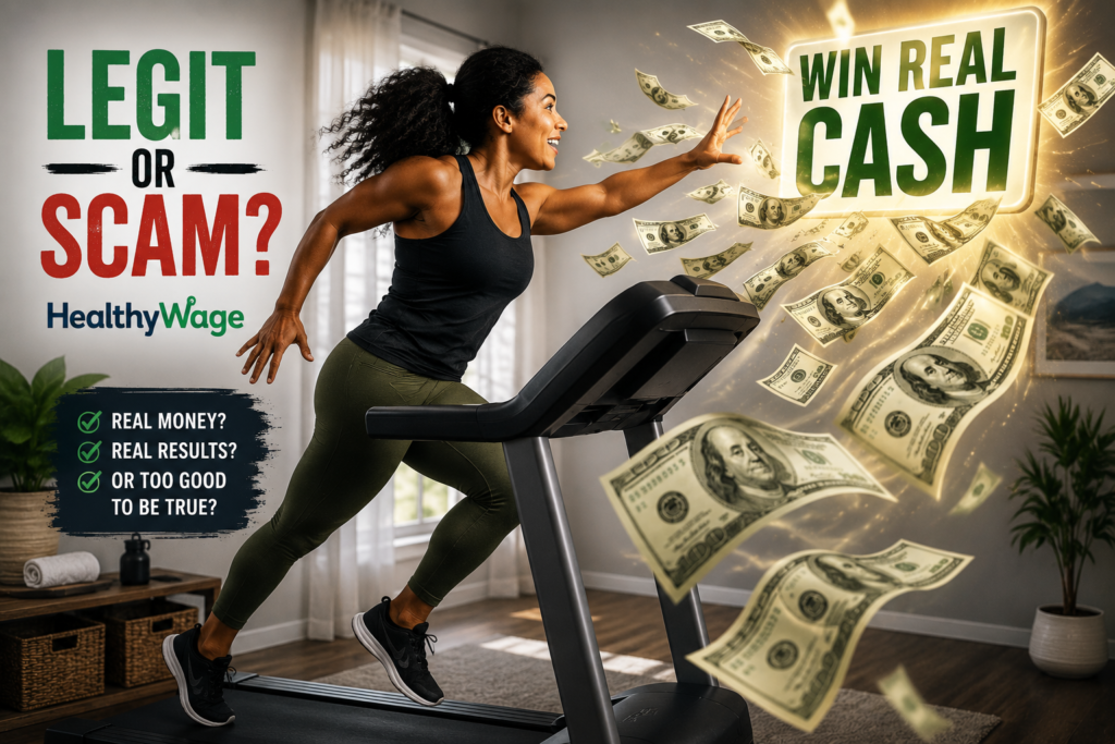 Woman on tredmill chasing real cash